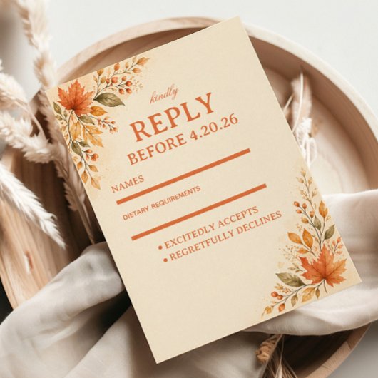 Cartons Réponse Feuilles d'automne chaudes