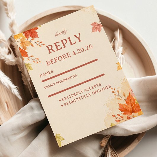 Cartons Réponse Feuilles d'Automne Chaudes