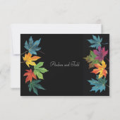 Cartons Réponse Feuilles d'automne contraste noir mariage (Dos)