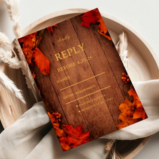 Cartons Réponse Feuilles de bois rustiques d'automne