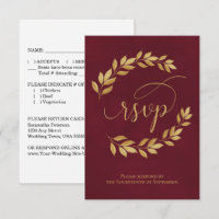 Feuilles de laurier dorées sur mariage élégant bor