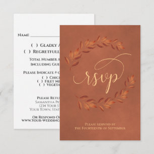 Cartons Réponse Feuilles de Laurier en Terracotta Mariage Rustique