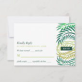 Cartons Réponse Feuilles de palmiers tropicaux, Mariage de plage (Devant)