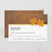 Cartons Réponse Feuilles d'érable orange sur papier brun mariage R (Devant / Derrière)