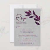 Cartons Réponse Feuilles désireux Cassis Purple & Grey Mariage (Devant)