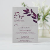 Cartons Réponse Feuilles désireux Cassis Purple & Grey Mariage (Debout devant)