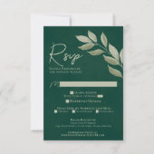 Cartons Réponse Feuilles désireux Emerald Green Mariage d'aquarell (Devant)
