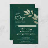 Cartons Réponse Feuilles désireux Emerald Green Mariage d'aquarell (Devant / Derrière)