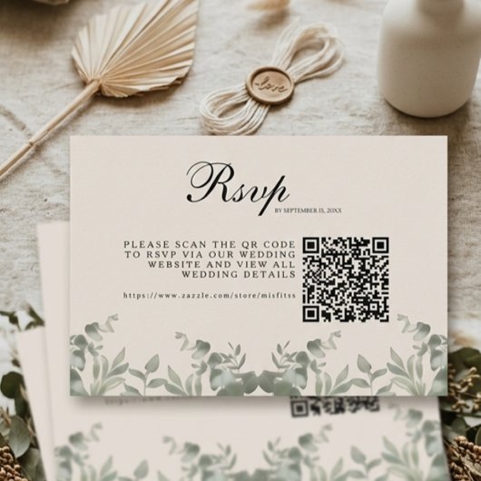 Cartons Réponse Feuilles d'eucalyptus bohème avec code QR de maria
