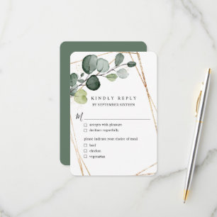 Cartons Réponse Feuilles d'eucalyptus Or Géométrique avec Repas