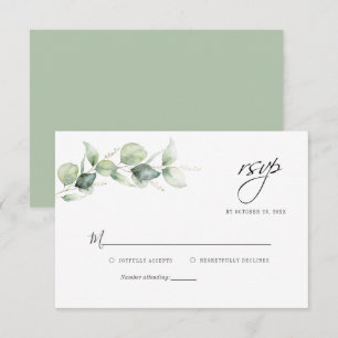 Cartons Réponse Feuilles d'eucalyptus Verdure Mariage Minimaliste