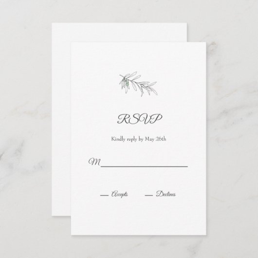 Cartons Réponse Feuilles d'olive vert dessinés à la main (Devant / Derrière)