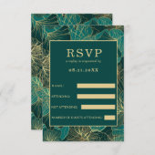 Cartons Réponse Feuilles d'or bleu-vert (Devant / Derrière)