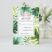 Cartons Réponse Feuilles et Flamants roses tropicaux Mariage d'été (Debout devant)