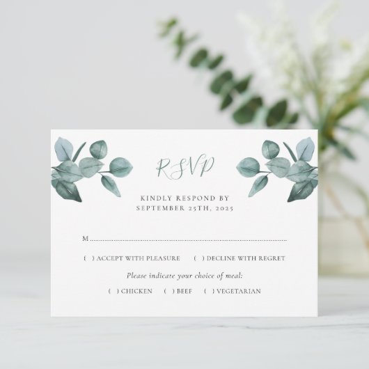 Cartons Réponse Feuilles Eucalyptus Mariage moderne (Debout devant)