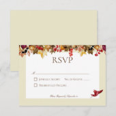 Cartons Réponse Feuilles Rustiques Automne Mariage (Devant / Derrière)