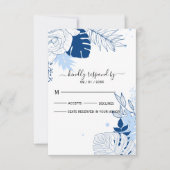 Cartons Réponse Feuilles Tropicaux Bleus Et Blancs (Devant)