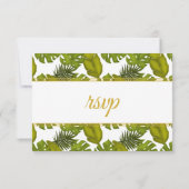 Cartons Réponse Feuilles tropicaux Mariage vert et or (Dos)