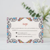 Cartons Réponse Fiesta Colorful Flowers Botanical Spanish Wedding (Debout devant)