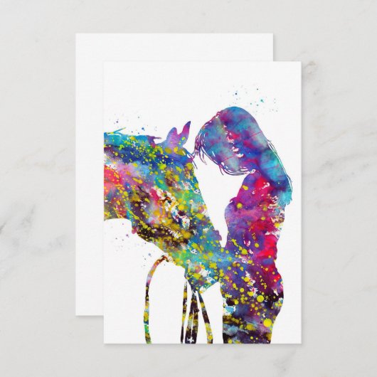 Cartons Réponse Fille Avec Cheval Colorée (Devant / Derrière)