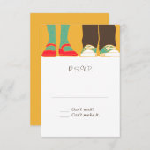 Cartons Réponse Fille Chaussures et Baskets Mariage illustré Jaune (Devant / Derrière)