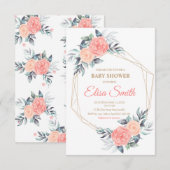 Cartons Réponse fille de baby shower à fleurs rose géométrique (Devant / Derrière)