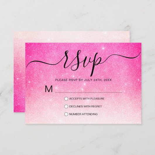 Cartons Réponse Fille Neon rose Parties scintillant blanche Ombre (Devant / Derrière)