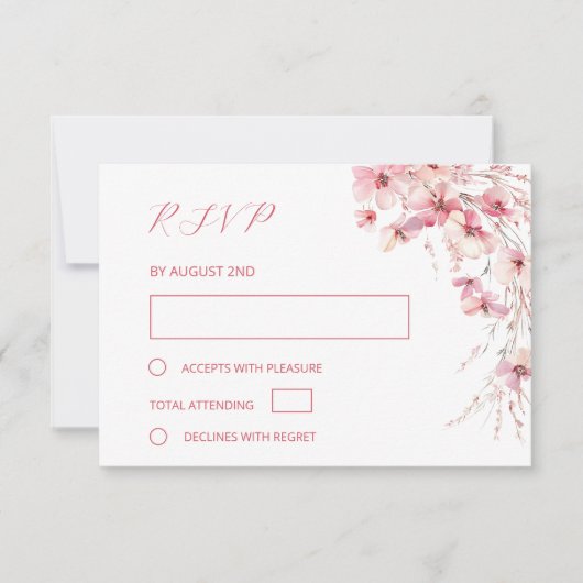 Cartons Réponse Fine Art Pink Boho Floral Wedding (Devant)