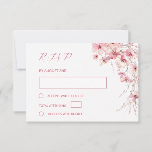 Cartons Réponse Fine Art Pink Boho Floral Wedding (Devant)