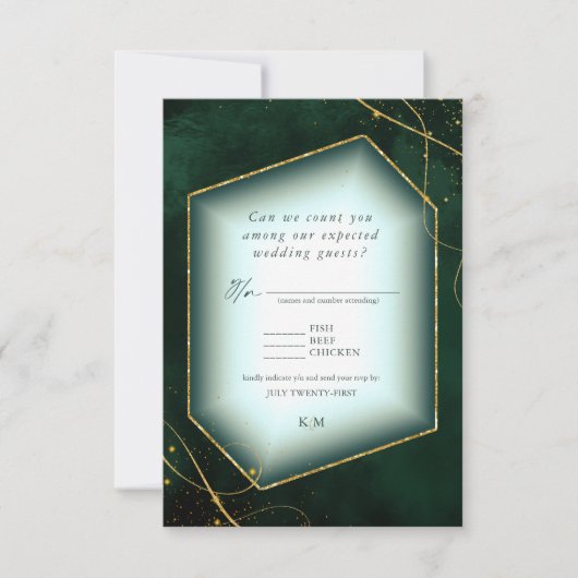 Cartons Réponse Fine Lines Gold Abstrait Mariage Emerald ID867 (Devant)