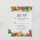 Cartons Réponse Flamant rose floral tropical Mariage rustique en b (Devant / Derrière)