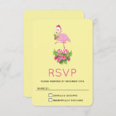 Cartons Réponse Flamant rose rose à Santa Hat Noël Whimsical (Devant / Derrière)