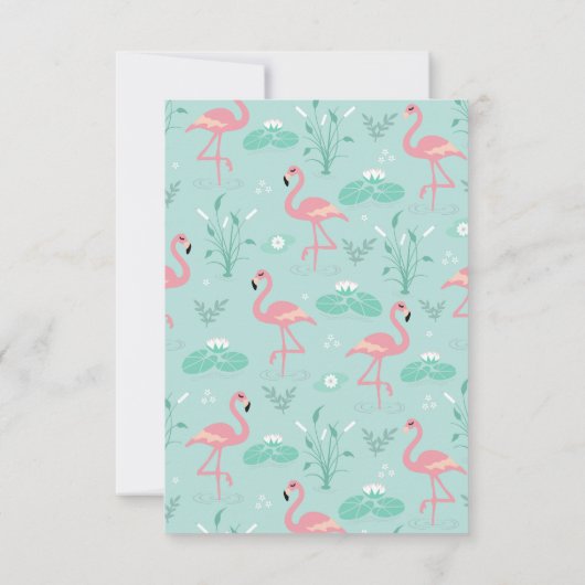 Cartons Réponse Flamants roses rose pastel Motif Mariage  vert (Dos)