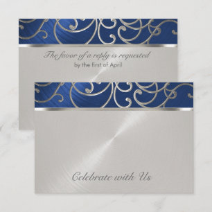 Cartons Réponse Flèches bleu et argent de la Quinceanera Navy