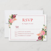 Cartons Réponse Fleur aquarelle double bonheur mariage (Devant)