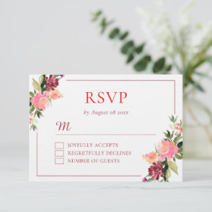 Cartons Réponse Fleur aquarelle double bonheur mariage