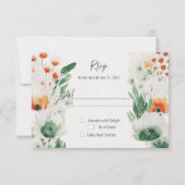 Cartons Réponse Fleur Aquarelle Vert Orange Atténué Moderne (Devant)