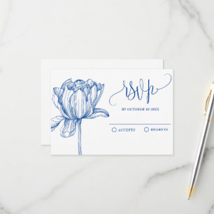 Cartons Réponse Fleur blanche bleue élégante 