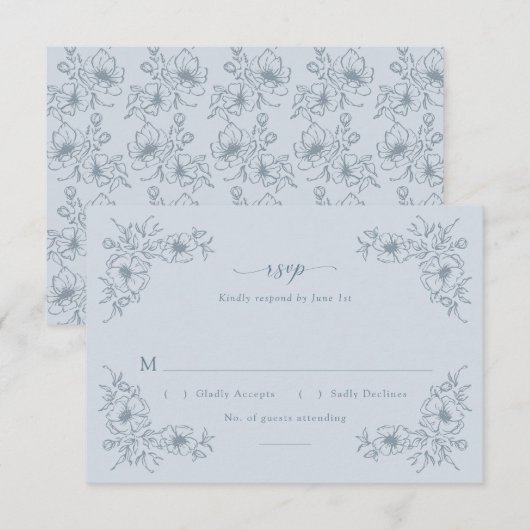 Cartons Réponse Fleur Bleue Vintage (Devant / Derrière)