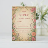 Cartons Réponse Fleur botanique vintage (Debout devant)