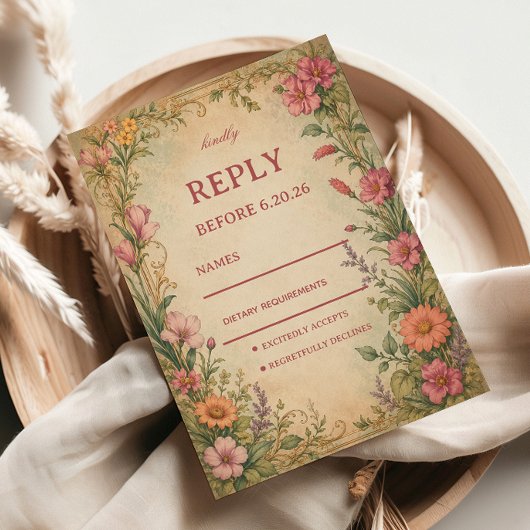 Cartons Réponse Fleur botanique vintage
