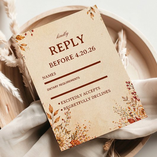 Cartons Réponse Fleur d'Automne Chaud