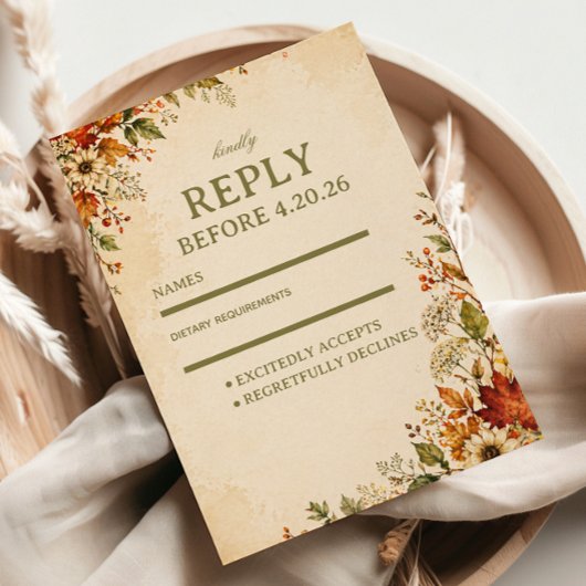 Cartons Réponse Fleur d'automne vintage