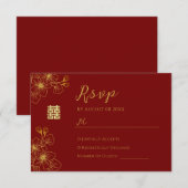 Cartons Réponse Fleur de cerisier de ligne mariage rouge chinois (Devant / Derrière)