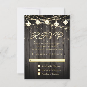 Cartons Réponse Fleur de Lis Lumières Rustiques   Wood Boho Chic