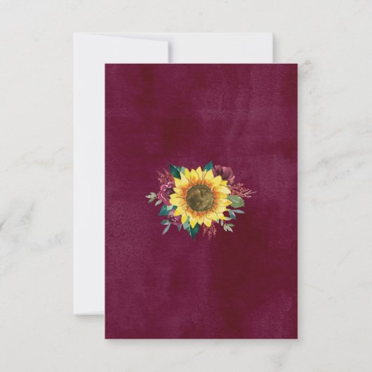 Cartons Réponse Fleur de tournesol rustique Mariage (Dos)