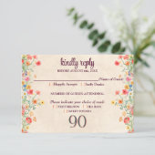 Cartons Réponse Fleur élégante 90 ans Fête Florale 90e anniversair (Debout devant)