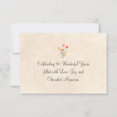 Cartons Réponse Fleur élégante 90 ans Fête Florale 90e anniversair (Dos)