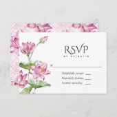 Cartons Réponse Fleur Lotus indienne d'aquarelle (Devant / Derrière)