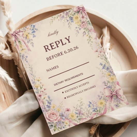 Cartons Réponse Fleur pastel vintage